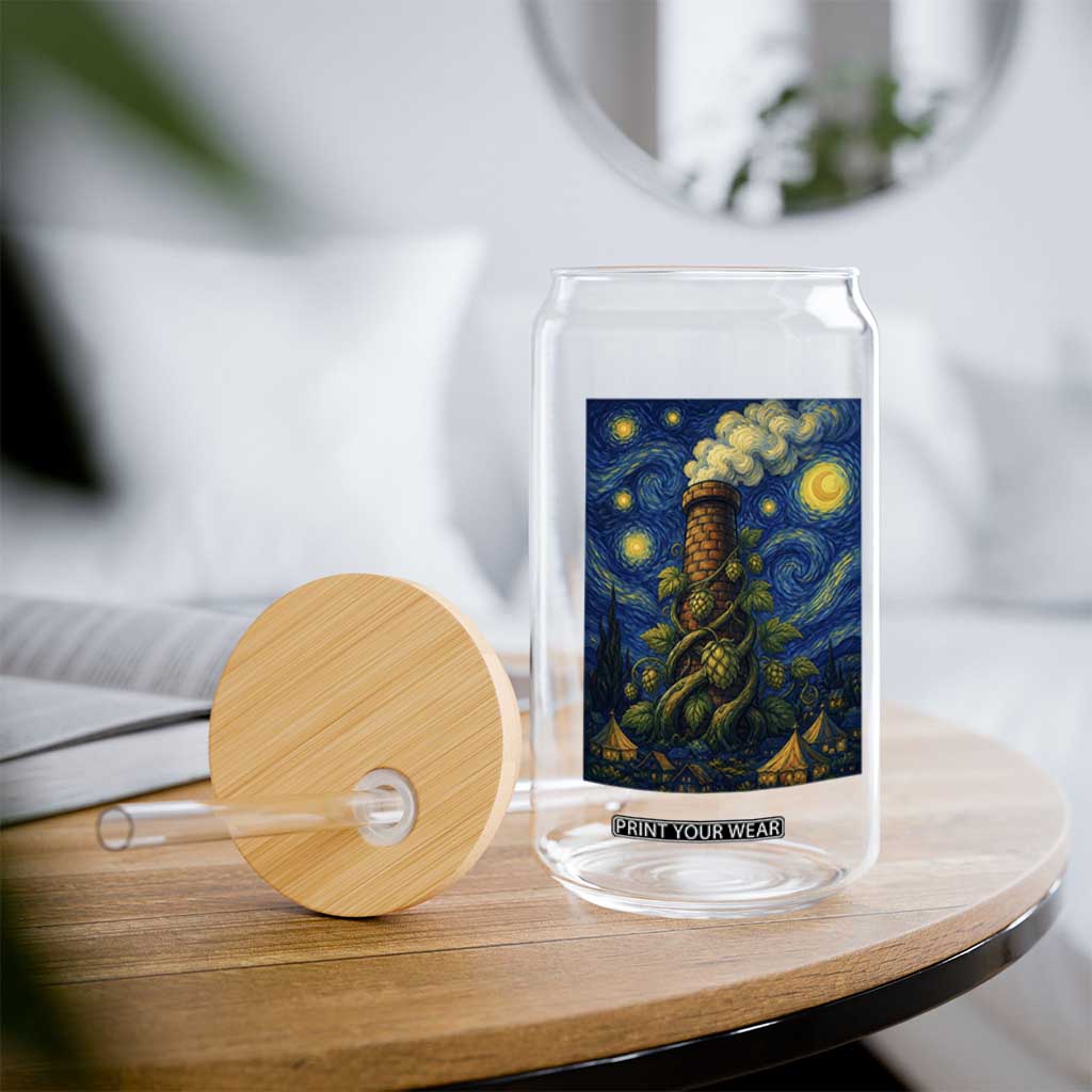 Starry Night Hops Brewery Glass Can Vintage Hops Beer Lover Painterly TS12 Print Your Wear