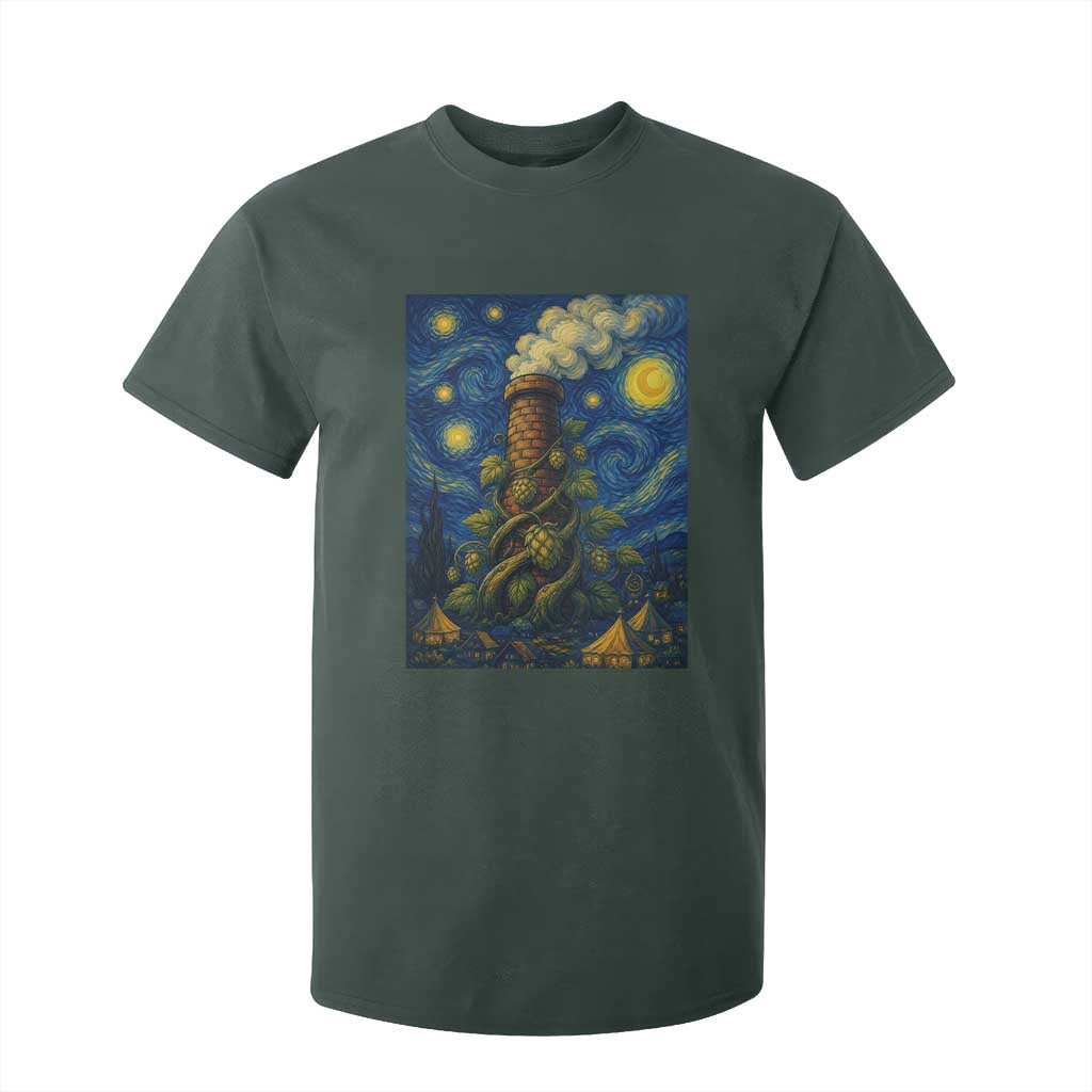 Starry Night Hops Brewery T Shirt For Kid Vintage Hops Beer Lover Painterly TS12 Dark Forest Green Print Your Wear
