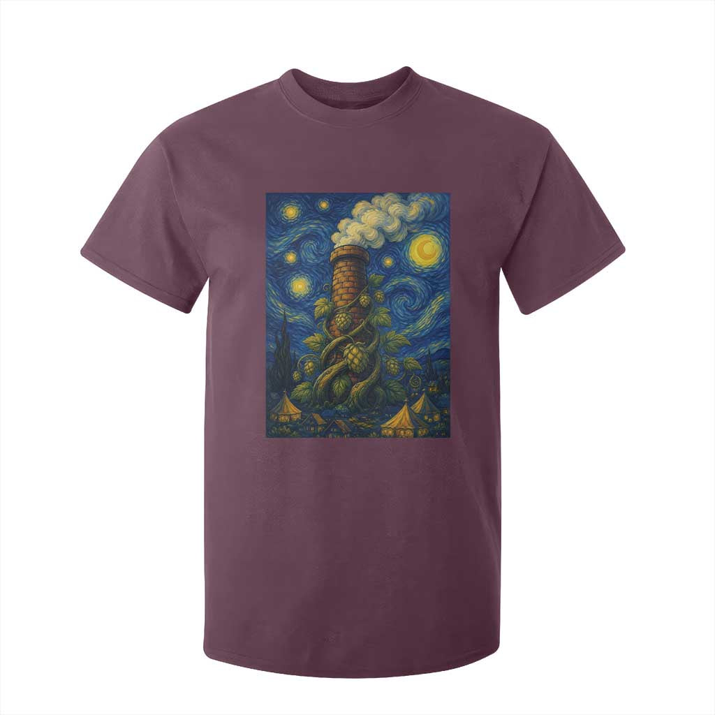 Starry Night Hops Brewery T Shirt For Kid Vintage Hops Beer Lover Painterly TS12 Maroon Print Your Wear