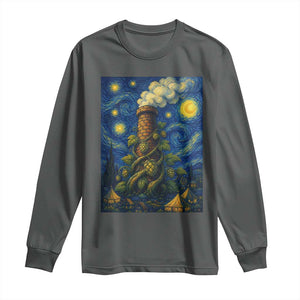 Starry Night Hops Brewery Long Sleeve Shirt Vintage Hops Beer Lover Painterly TS12 Dark Heather Print Your Wear