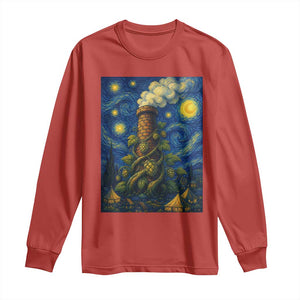 Starry Night Hops Brewery Long Sleeve Shirt Vintage Hops Beer Lover Painterly TS12 Red Print Your Wear