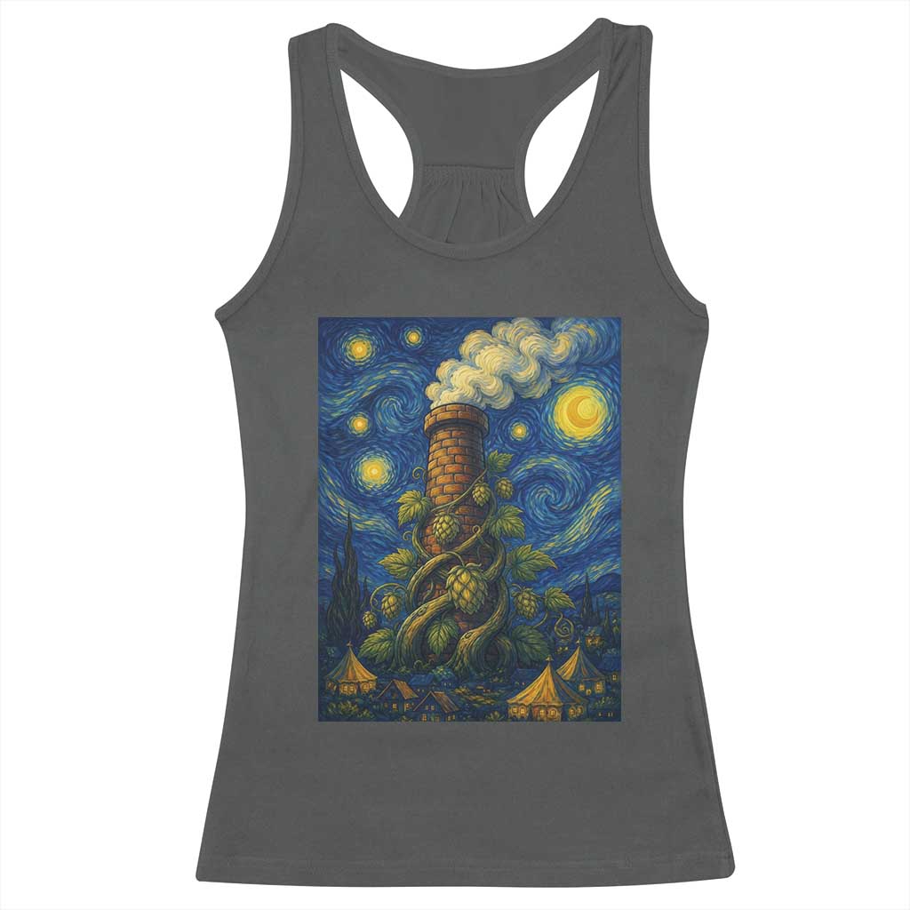 Starry Night Hops Brewery Racerback Tank Top Vintage Hops Beer Lover Painterly TS12 Dark Heather Print Your Wear