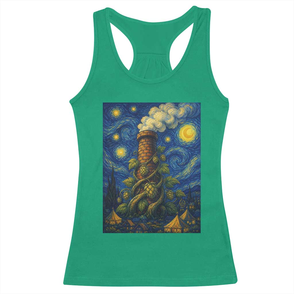 Starry Night Hops Brewery Racerback Tank Top Vintage Hops Beer Lover Painterly TS12 Irish Green Print Your Wear