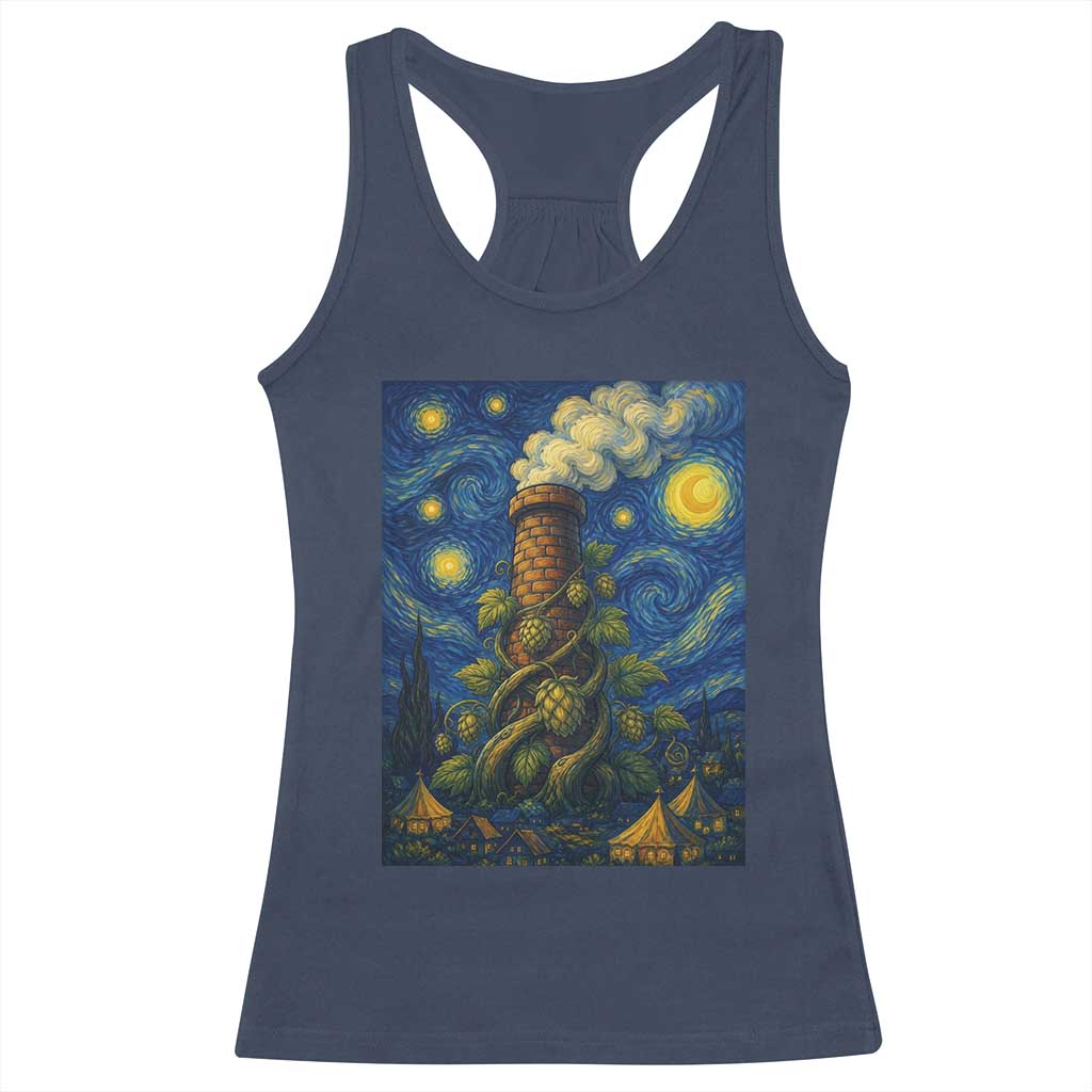 Starry Night Hops Brewery Racerback Tank Top Vintage Hops Beer Lover Painterly TS12 Navy Print Your Wear