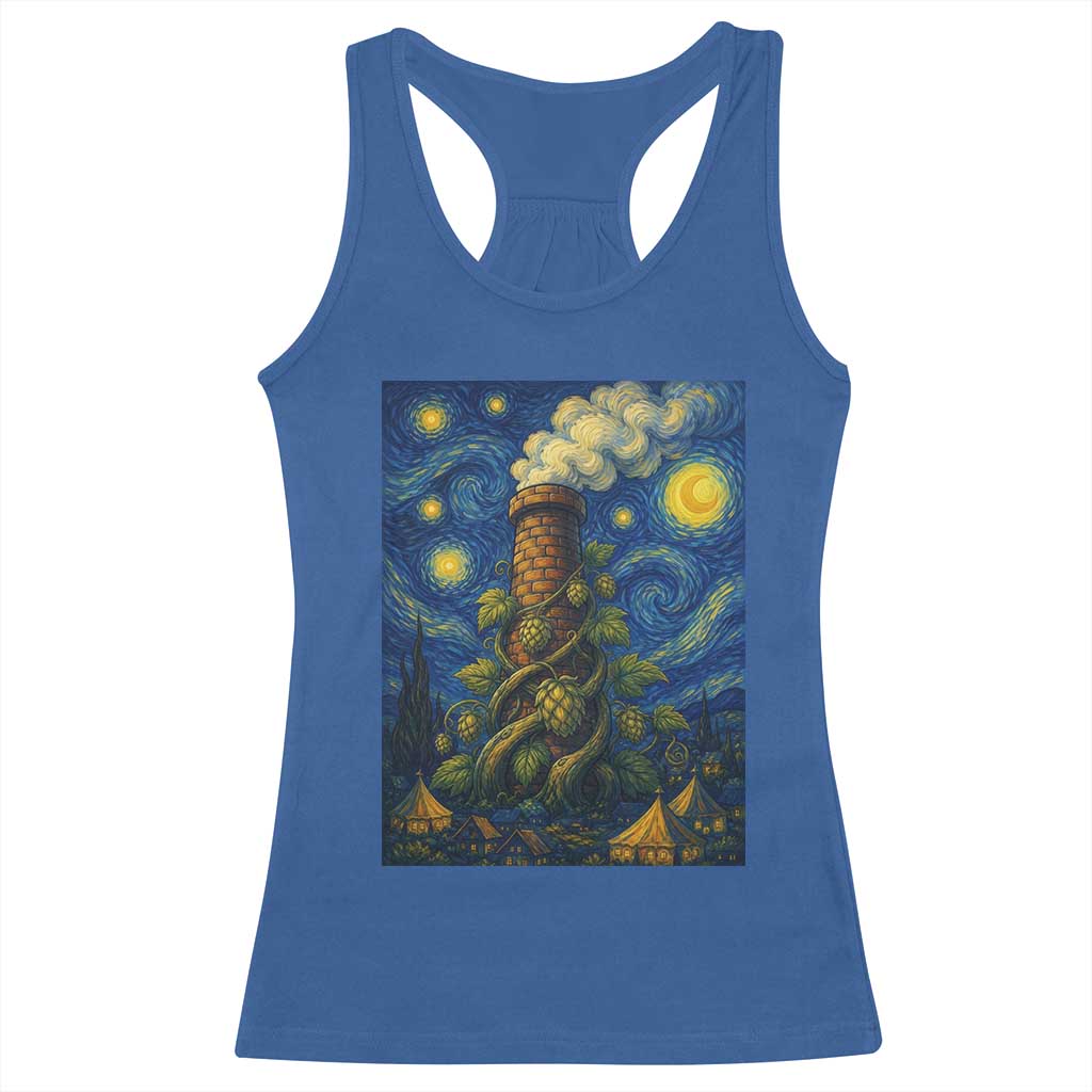 Starry Night Hops Brewery Racerback Tank Top Vintage Hops Beer Lover Painterly TS12 Royal Blue Print Your Wear