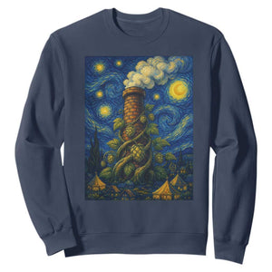 Starry Night Hops Brewery Sweatshirt Vintage Hops Beer Lover Painterly TS12 Navy Print Your Wear