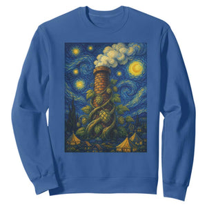 Starry Night Hops Brewery Sweatshirt Vintage Hops Beer Lover Painterly TS12 Royal Blue Print Your Wear