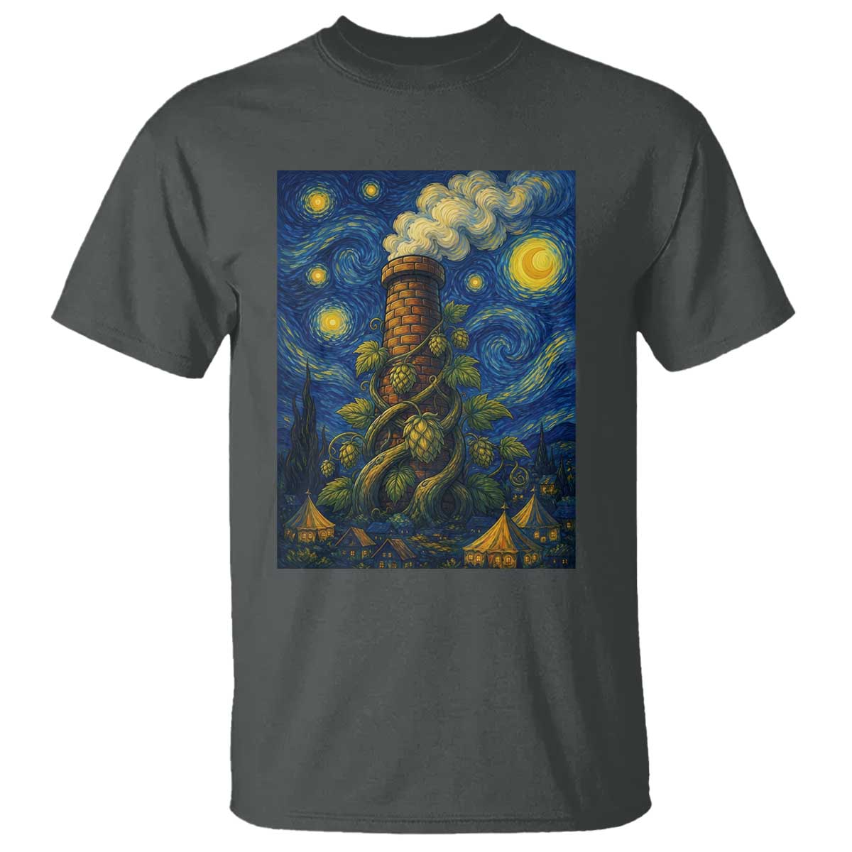 Starry Night Hops Brewery T Shirt Vintage Hops Beer Lover Painterly TS12 Dark Heather Print Your Wear