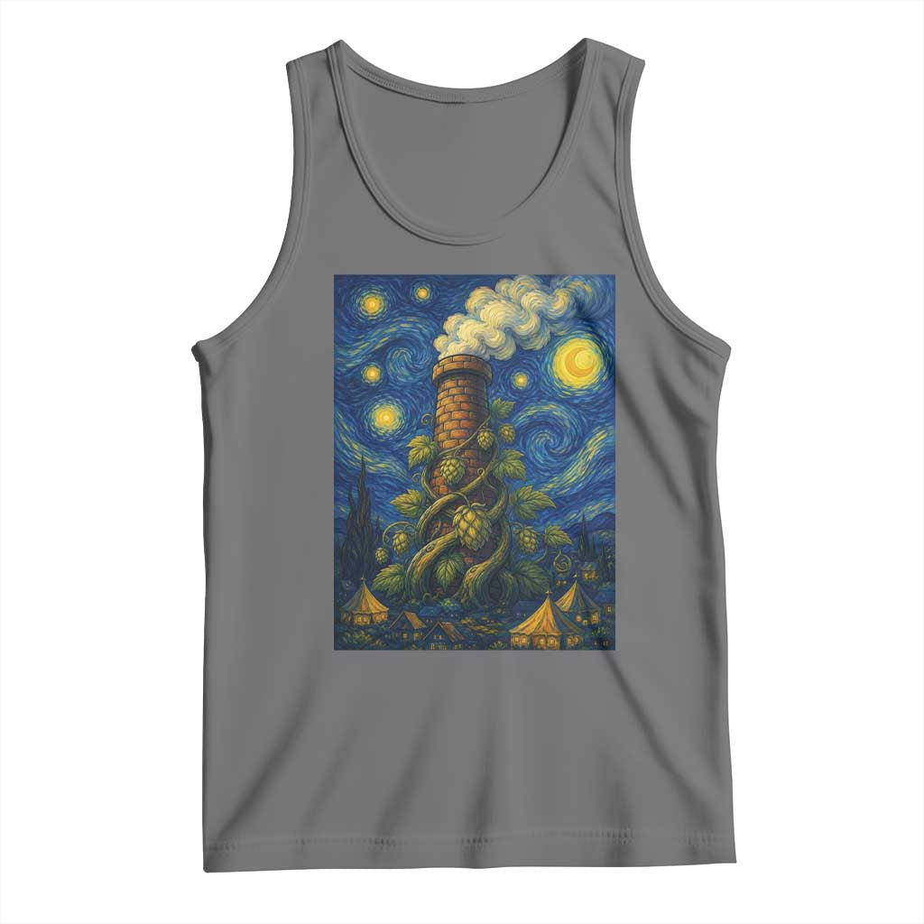 Starry Night Hops Brewery Tank Top Vintage Hops Beer Lover Painterly TS12 Black Heather Print Your Wear