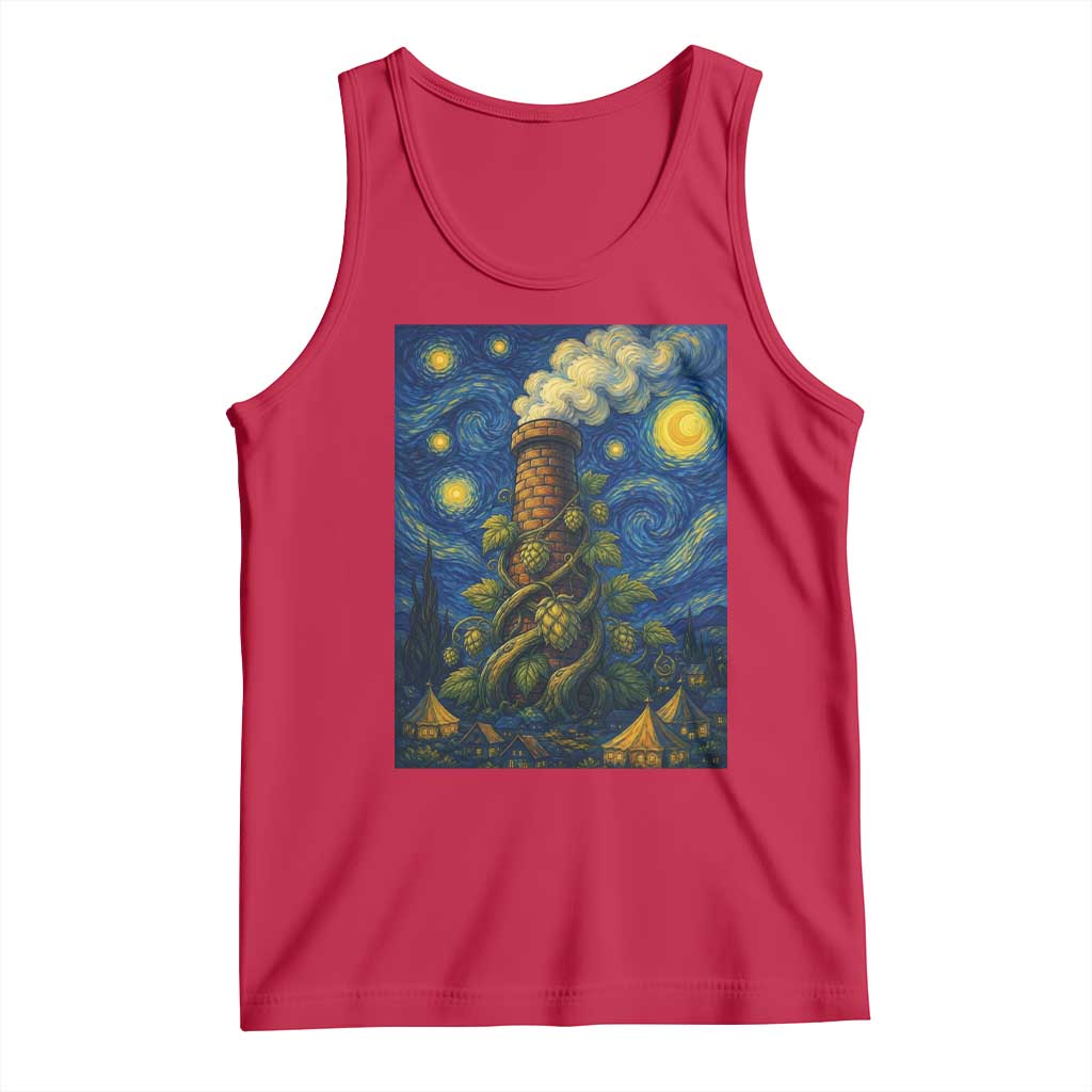 Starry Night Hops Brewery Tank Top Vintage Hops Beer Lover Painterly TS12 Red Print Your Wear