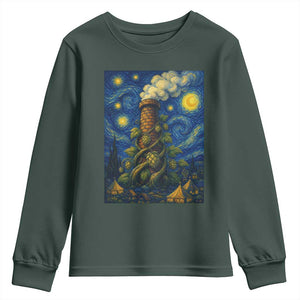 Starry Night Hops Brewery Youth Sweatshirt Vintage Hops Beer Lover Painterly TS12 Dark Forest Green Print Your Wear