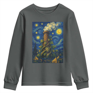 Starry Night Hops Brewery Youth Sweatshirt Vintage Hops Beer Lover Painterly TS12 Dark Heather Print Your Wear
