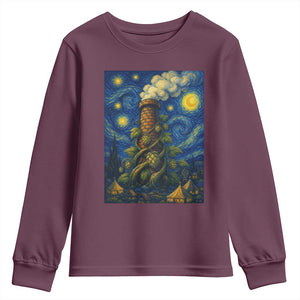 Starry Night Hops Brewery Youth Sweatshirt Vintage Hops Beer Lover Painterly TS12 Maroon Print Your Wear