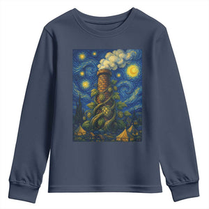 Starry Night Hops Brewery Youth Sweatshirt Vintage Hops Beer Lover Painterly TS12 Navy Print Your Wear