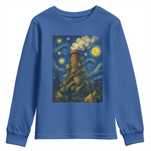 Starry Night Hops Brewery Youth Sweatshirt Vintage Hops Beer Lover Painterly TS12 Royal Blue Print Your Wear