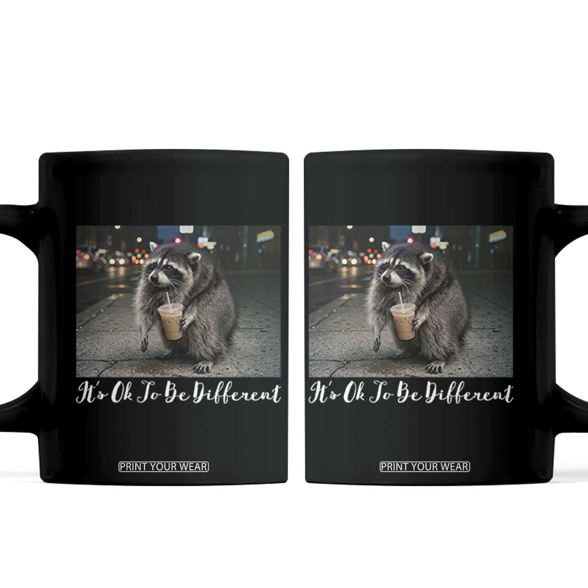 Its Ok To Be Different Jimothy Raccoon Coffee Mug Funny Short Spine Wildlife TS12 Black Print Your Wear