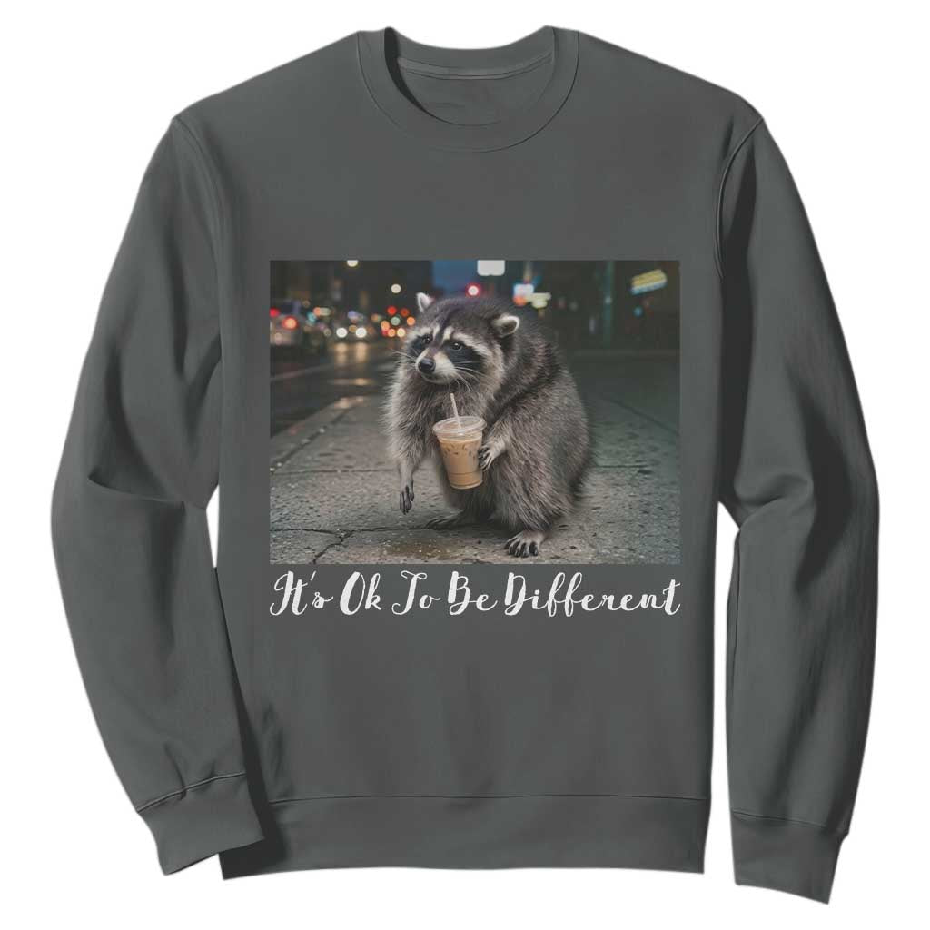 Its Ok To Be Different Jimothy Raccoon Sweatshirt Funny Short Spine Wildlife TS12 Dark Heather Print Your Wear