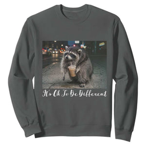 Its Ok To Be Different Jimothy Raccoon Sweatshirt Funny Short Spine Wildlife TS12 Dark Heather Print Your Wear