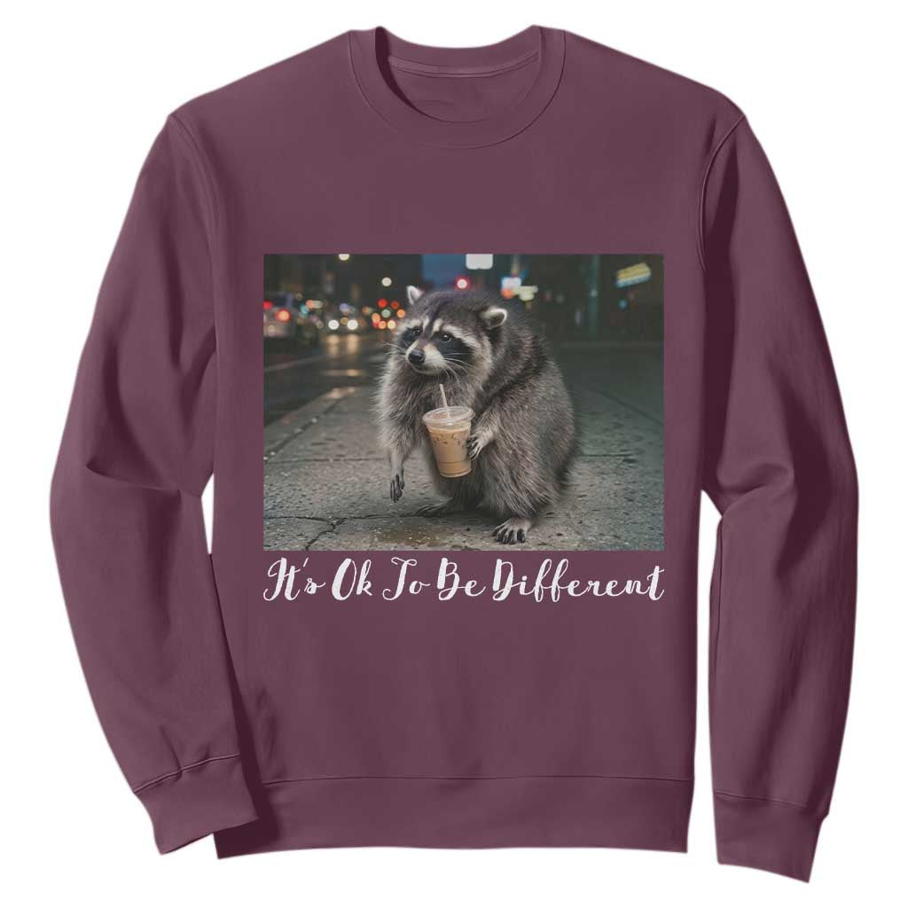 Its Ok To Be Different Jimothy Raccoon Sweatshirt Funny Short Spine Wildlife TS12 Maroon Print Your Wear