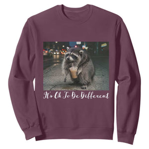 Its Ok To Be Different Jimothy Raccoon Sweatshirt Funny Short Spine Wildlife TS12 Maroon Print Your Wear