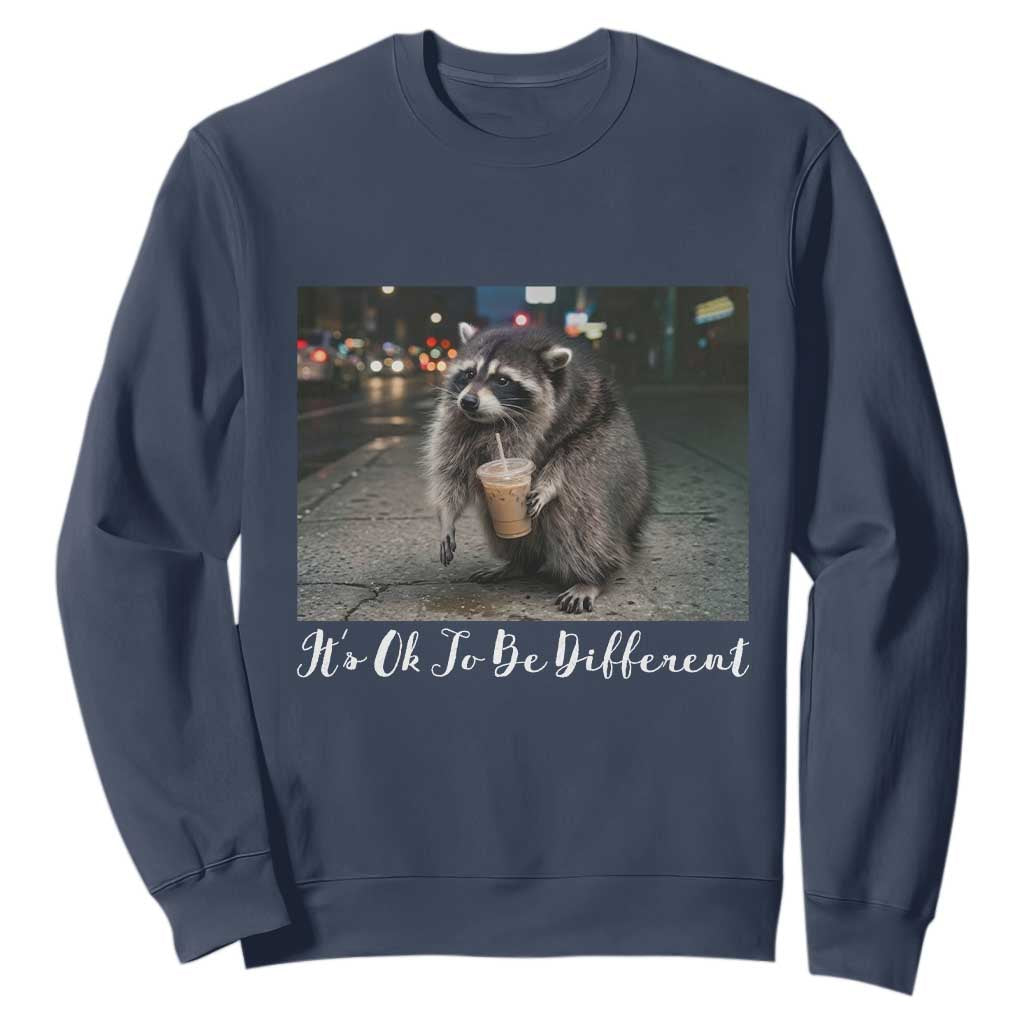 Its Ok To Be Different Jimothy Raccoon Sweatshirt Funny Short Spine Wildlife TS12 Navy Print Your Wear