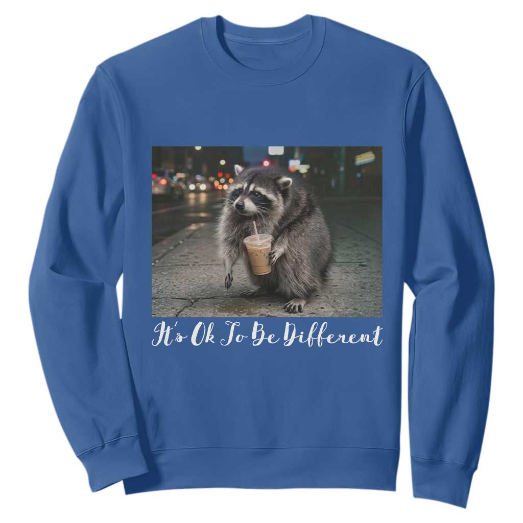 Its Ok To Be Different Jimothy Raccoon Sweatshirt Funny Short Spine Wildlife TS12 Royal Blue Print Your Wear