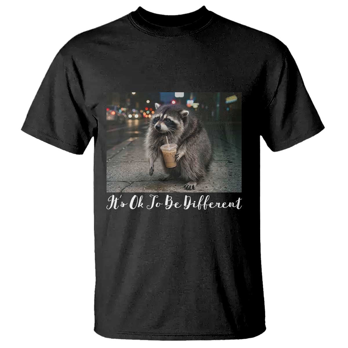 Its Ok To Be Different Jimothy Raccoon T Shirt Funny Short Spine Wildlife TS12 Black Print Your Wear