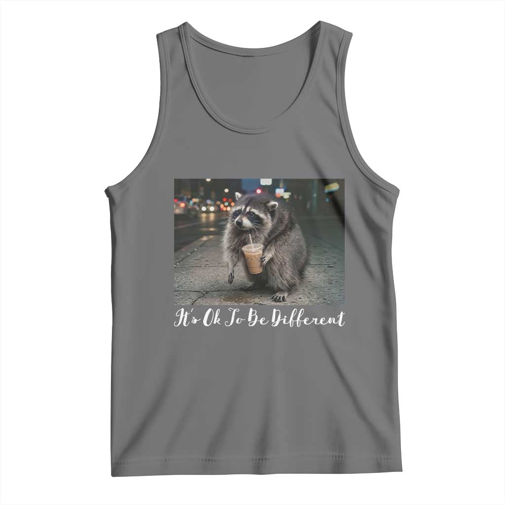 Its Ok To Be Different Jimothy Raccoon Tank Top Funny Short Spine Wildlife TS12 Black Heather Print Your Wear