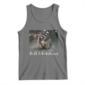 Its Ok To Be Different Jimothy Raccoon Tank Top Funny Short Spine Wildlife TS12 Black Heather Print Your Wear