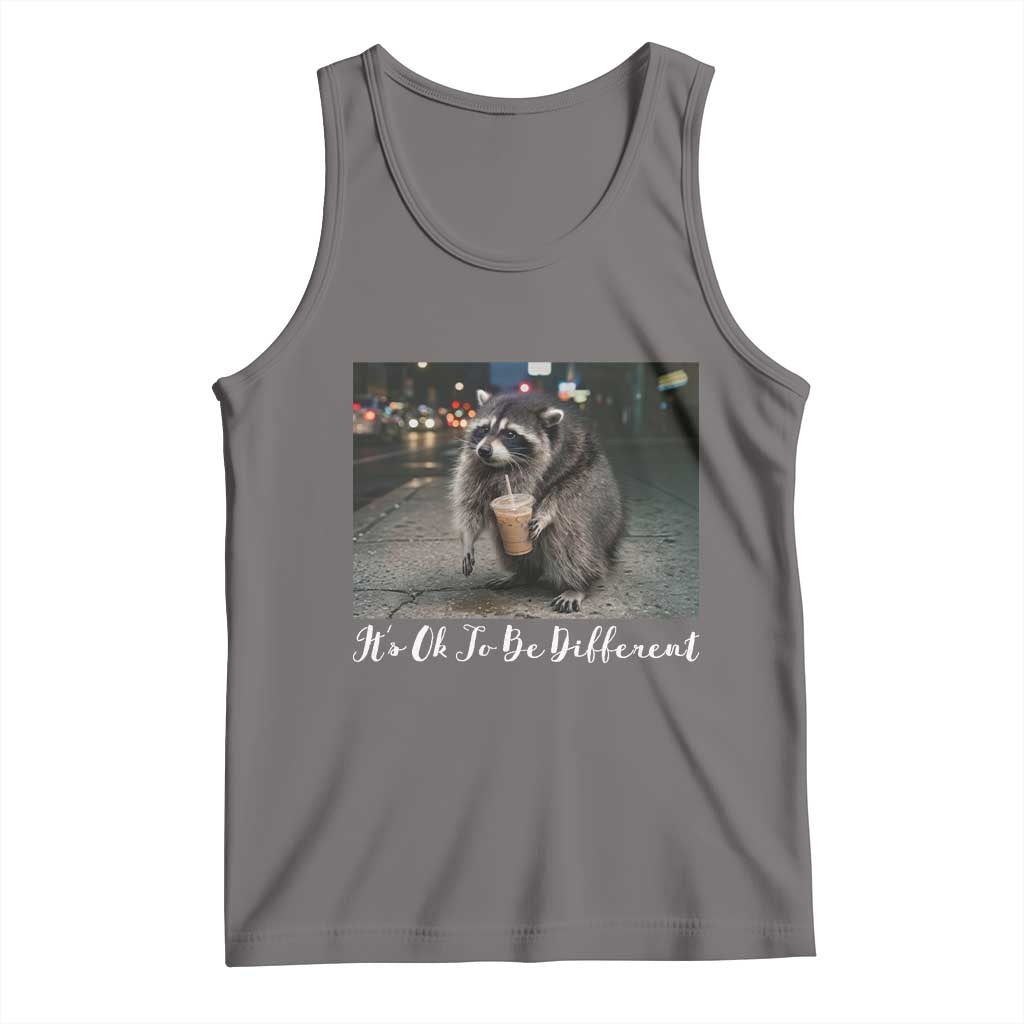 Its Ok To Be Different Jimothy Raccoon Tank Top Funny Short Spine Wildlife TS12 Deep Heather Print Your Wear