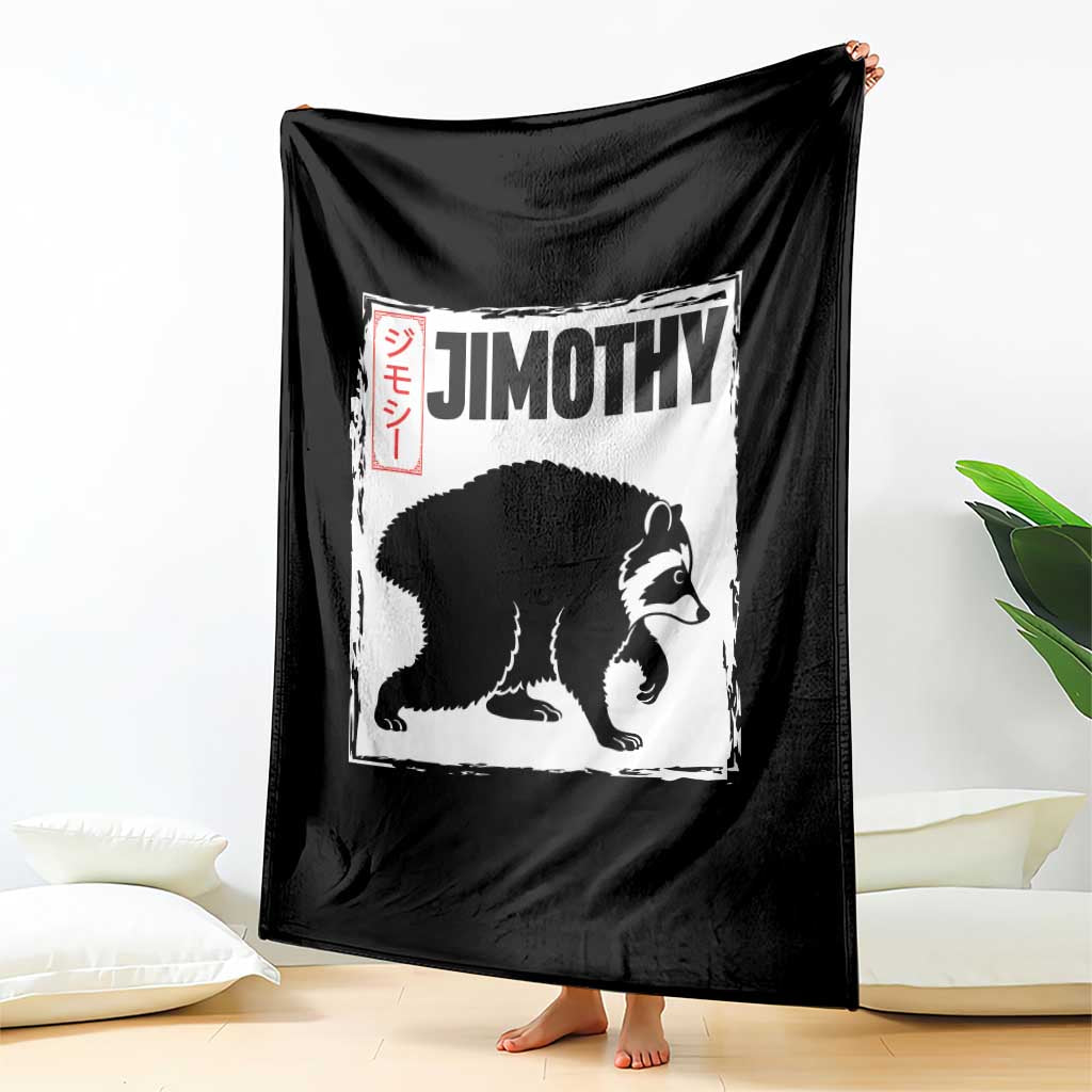 Jimothy The Raccoon Throw Blanket Japanese Style Trash Panda Graphic TS12 Print Your Wear