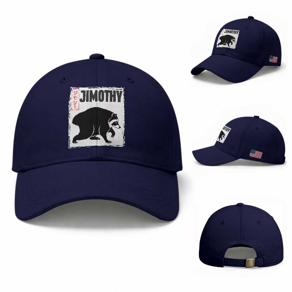 Jimothy The Raccoon Baseball Cap Japanese Style Trash Panda Graphic TS12 Baseball Cap Universal Fit Dark Blue Print Your Wear