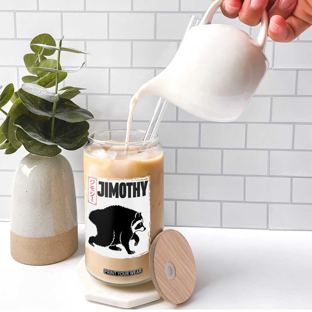 Jimothy The Raccoon Glass Can Japanese Style Trash Panda Graphic TS12 Print Your Wear