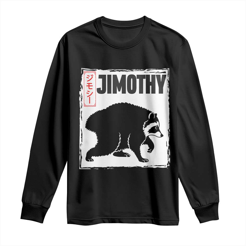 Jimothy The Raccoon Long Sleeve Shirt Japanese Style Trash Panda Graphic TS12 Black Print Your Wear