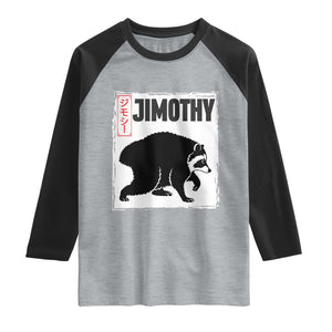 Jimothy The Raccoon Raglan Shirt Japanese Style Trash Panda Graphic TS12 Heather Gray Black Print Your Wear