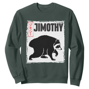 Jimothy The Raccoon Sweatshirt Japanese Style Trash Panda Graphic TS12 Dark Forest Green Print Your Wear