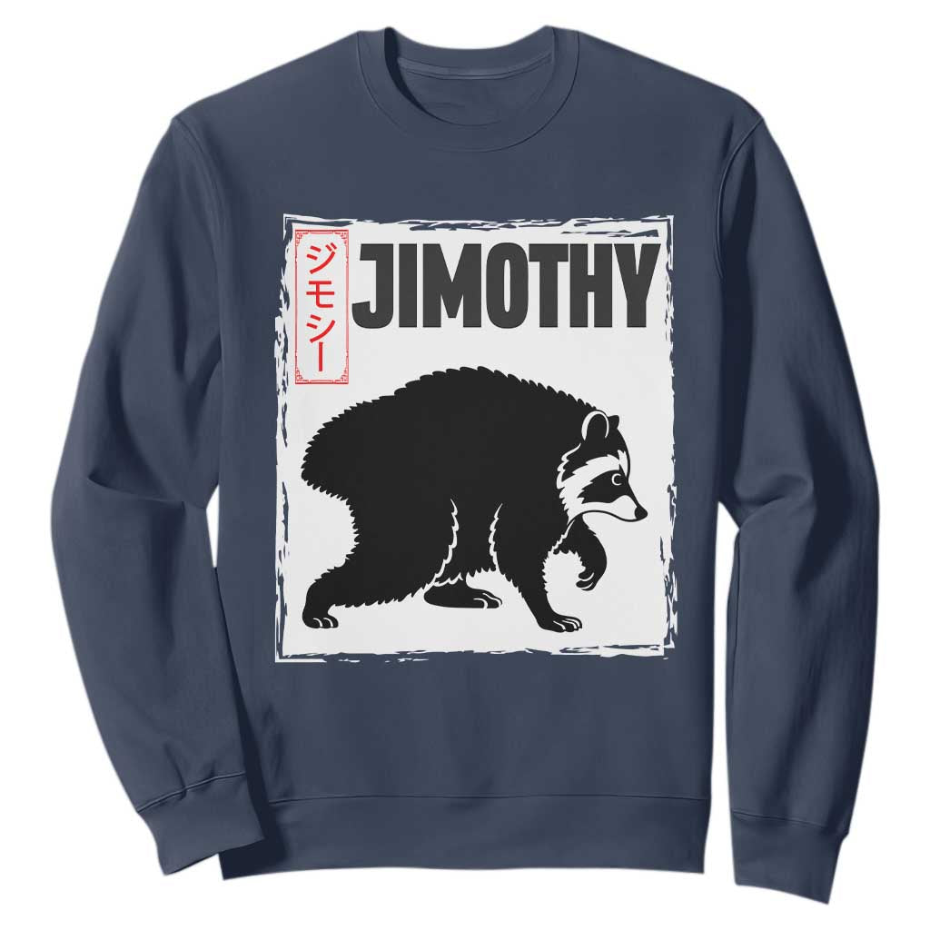 Jimothy The Raccoon Sweatshirt Japanese Style Trash Panda Graphic TS12 Navy Print Your Wear