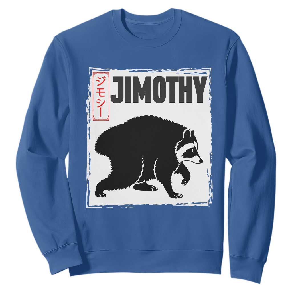 Jimothy The Raccoon Sweatshirt Japanese Style Trash Panda Graphic TS12 Royal Blue Print Your Wear