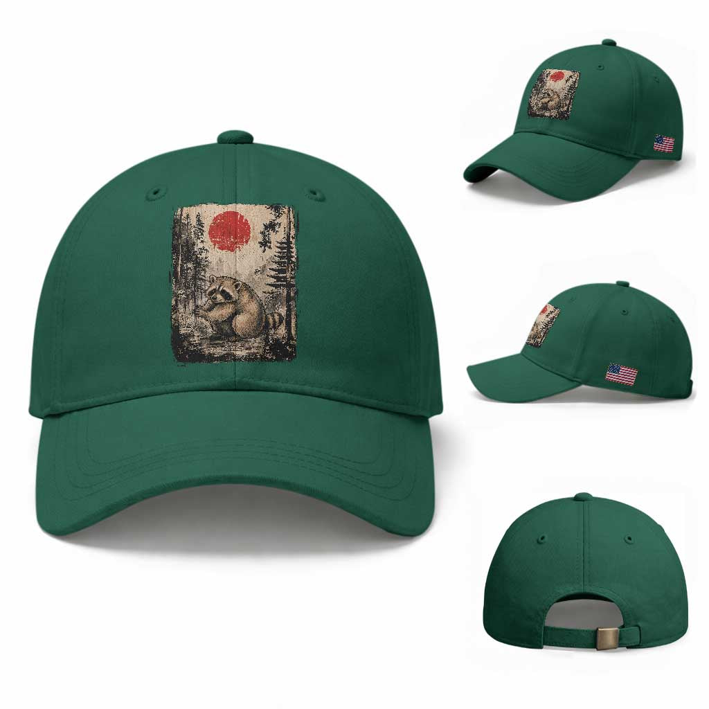 Vintage Japanese Ukiyoe Raccoon Baseball Cap Seattle Short Spine Trash Panda TS12 Baseball Cap Universal Fit Irish Green Print Your Wear