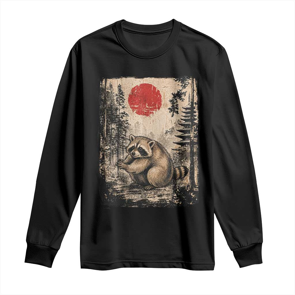 Vintage Japanese Ukiyoe Raccoon Long Sleeve Shirt Seattle Short Spine Trash Panda TS12 Black Print Your Wear