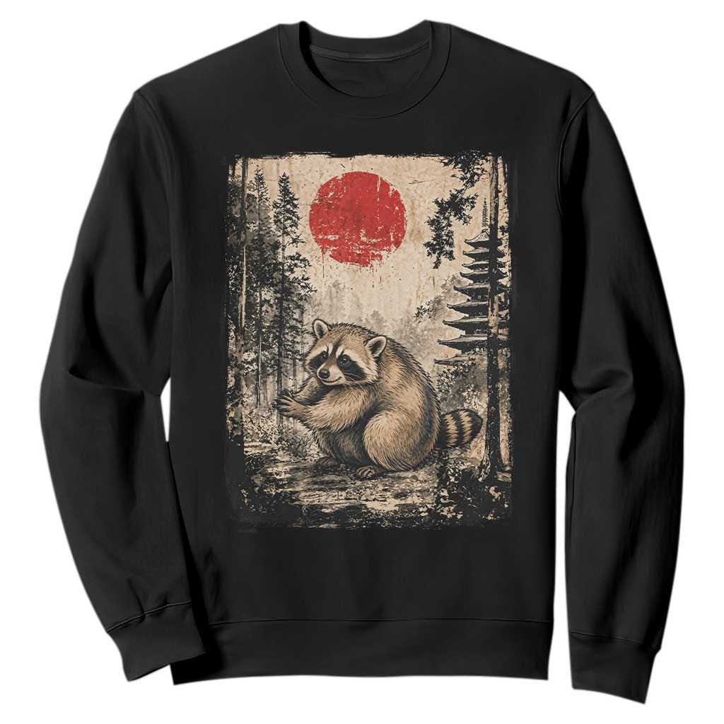Vintage Japanese Ukiyoe Raccoon Sweatshirt Seattle Short Spine Trash Panda TS12 Black Print Your Wear