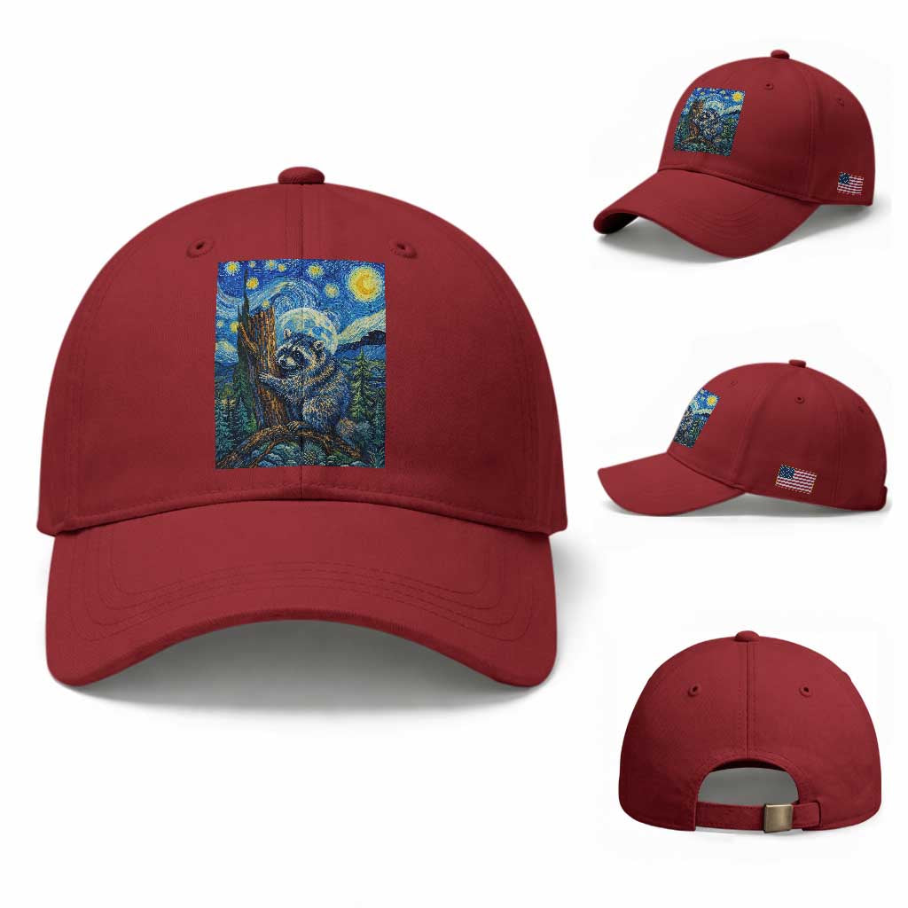 Seattle Trash Panda Starry Night Graphic Baseball Cap Funny Short King Raccoon TS12 Baseball Cap Universal Fit Cherry Red Print Your Wear