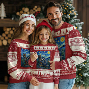 Seattle Trash Panda Starry Night Graphic Ugly Christmas Sweater Funny Short King Raccoon TS12 Red Beige Print Your Wear