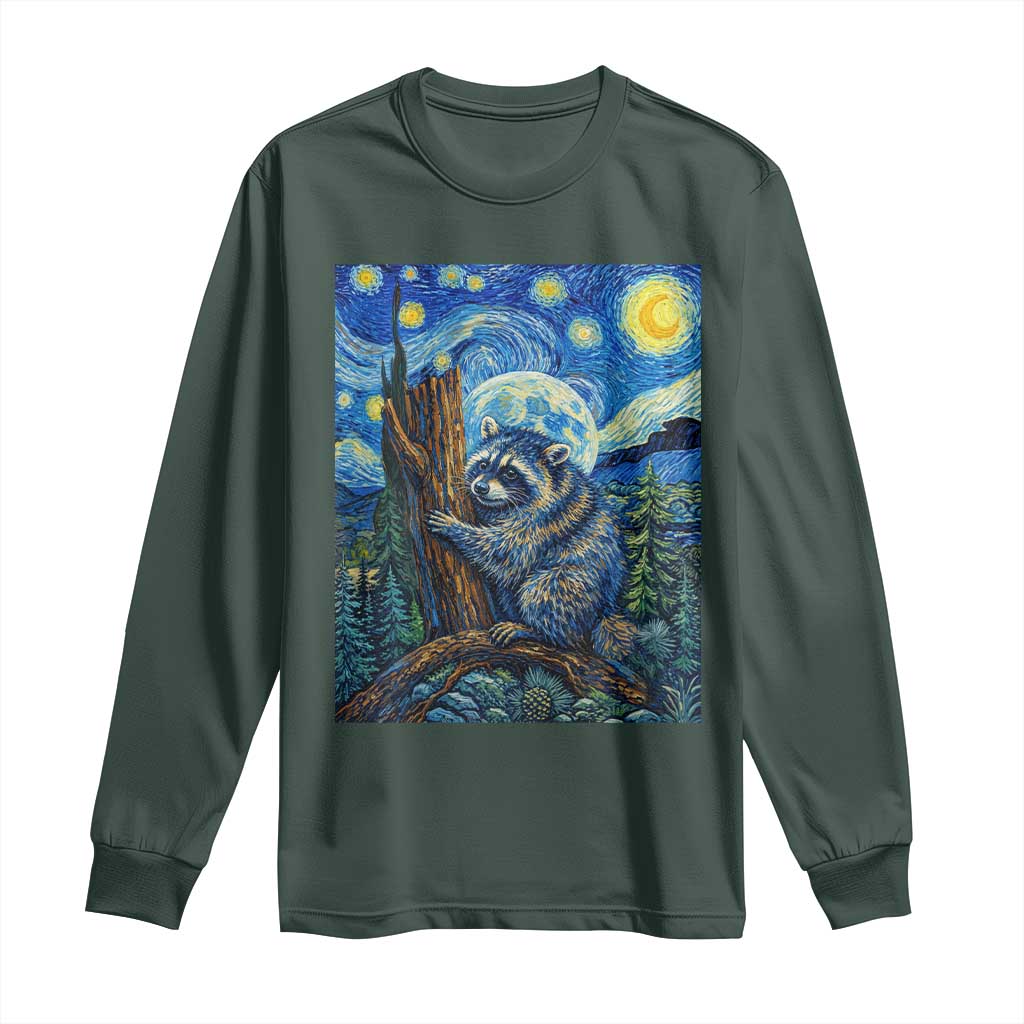 Seattle Trash Panda Starry Night Graphic Long Sleeve Shirt Funny Short King Raccoon TS12 Dark Forest Green Print Your Wear