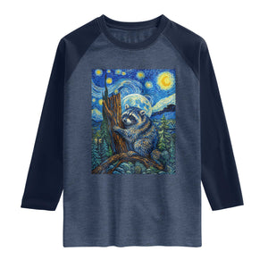 Seattle Trash Panda Starry Night Graphic Raglan Shirt Funny Short King Raccoon TS12 Heather Denim Navy Print Your Wear