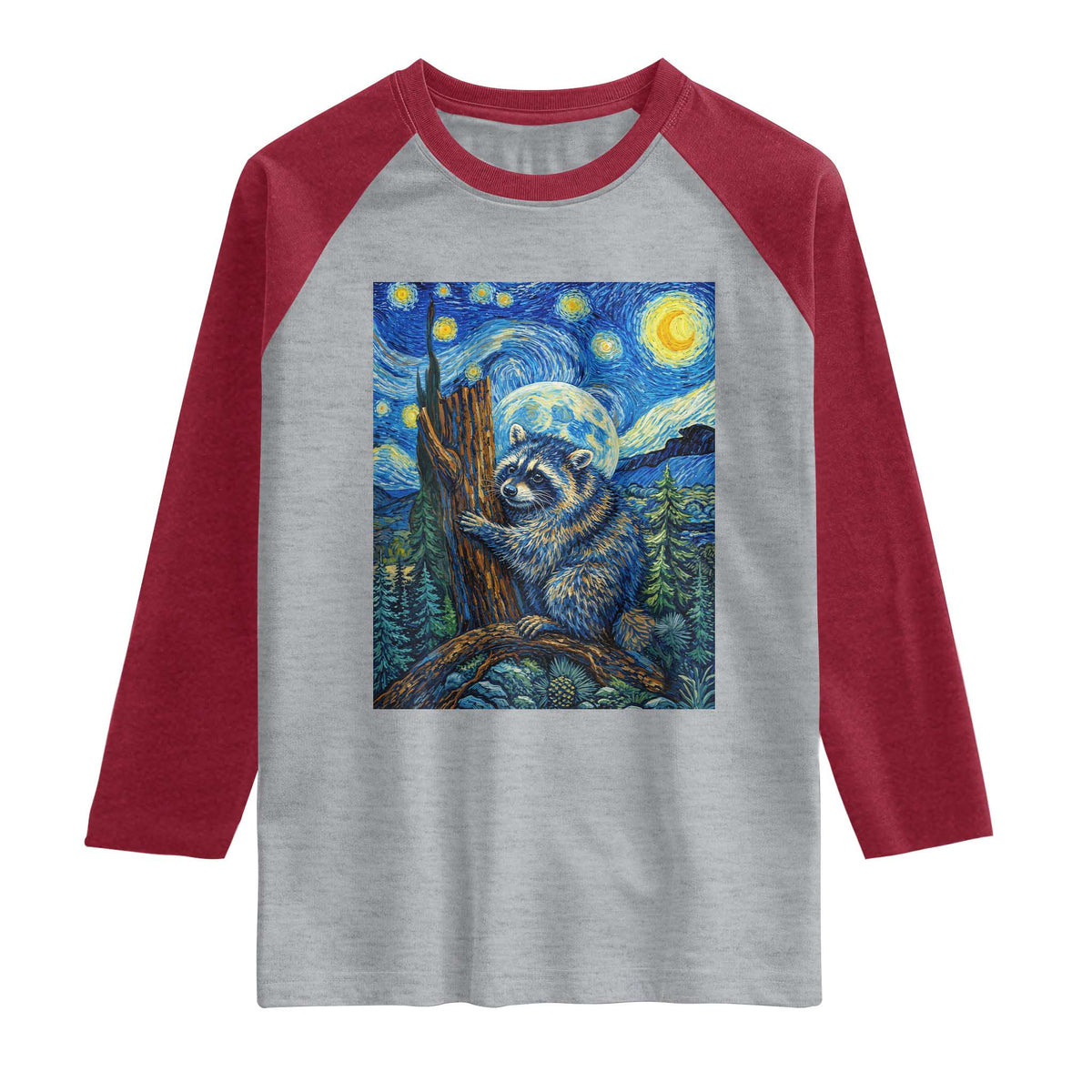 Seattle Trash Panda Starry Night Graphic Raglan Shirt Funny Short King Raccoon TS12 Heather Gray Heather Red Print Your Wear