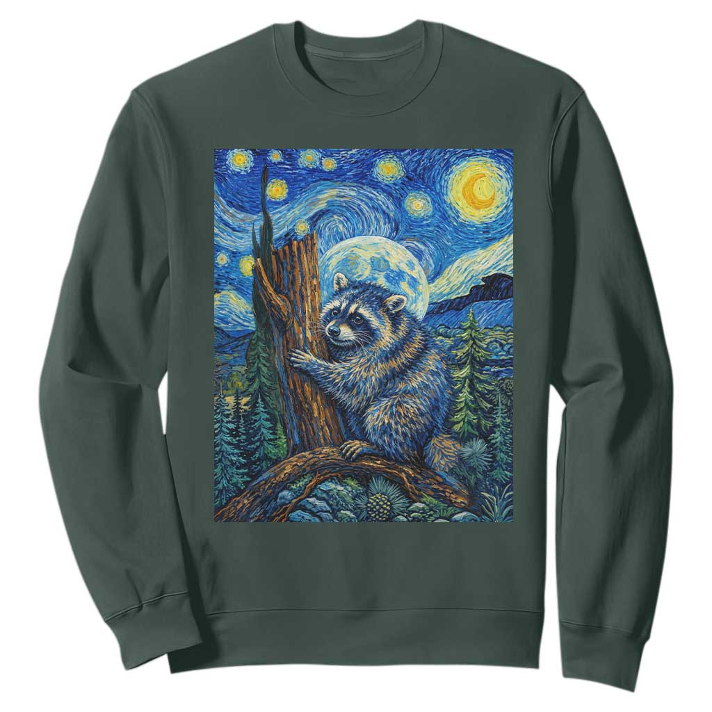 Seattle Trash Panda Starry Night Graphic Sweatshirt Funny Short King Raccoon TS12 Dark Forest Green Print Your Wear