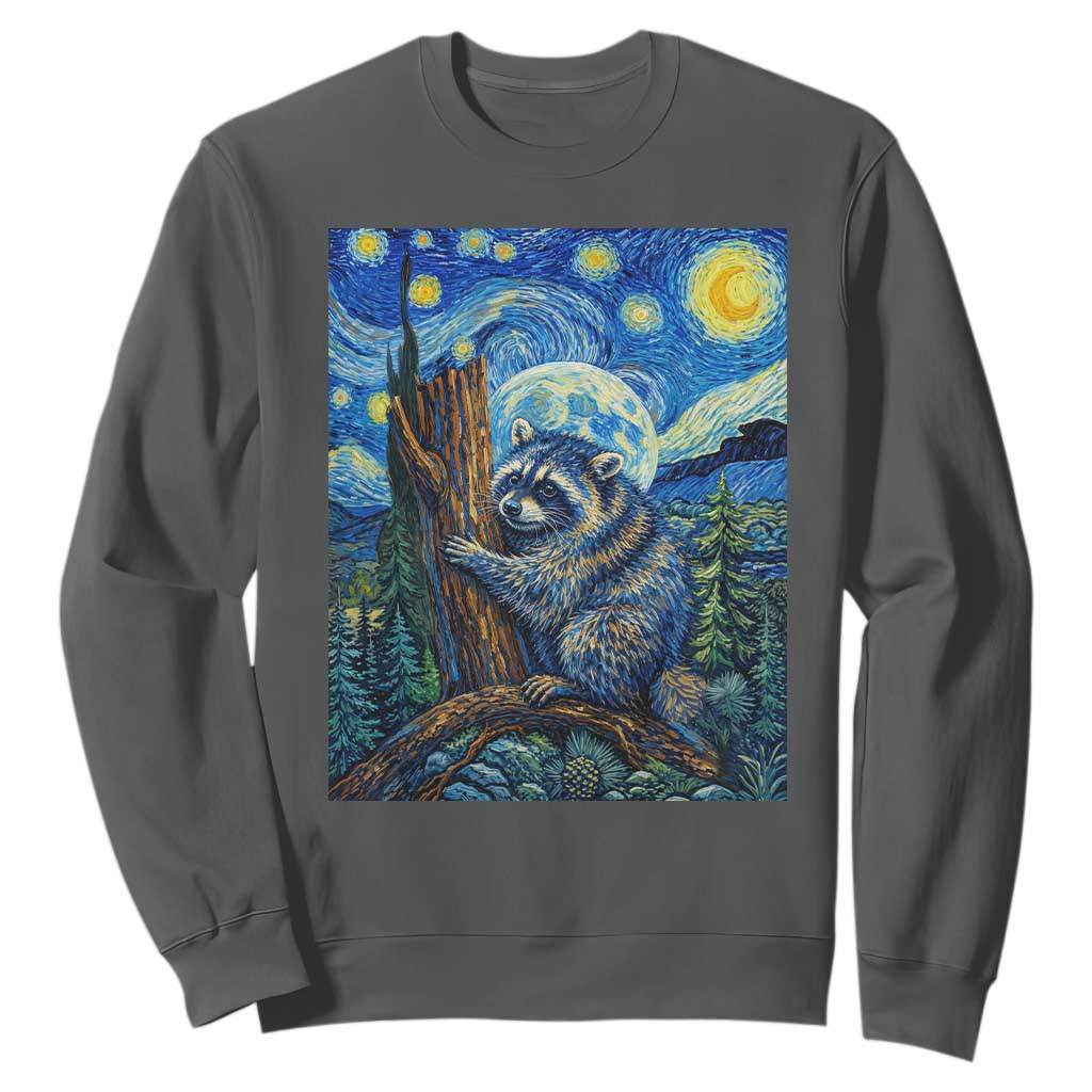 Seattle Trash Panda Starry Night Graphic Sweatshirt Funny Short King Raccoon TS12 Dark Heather Print Your Wear