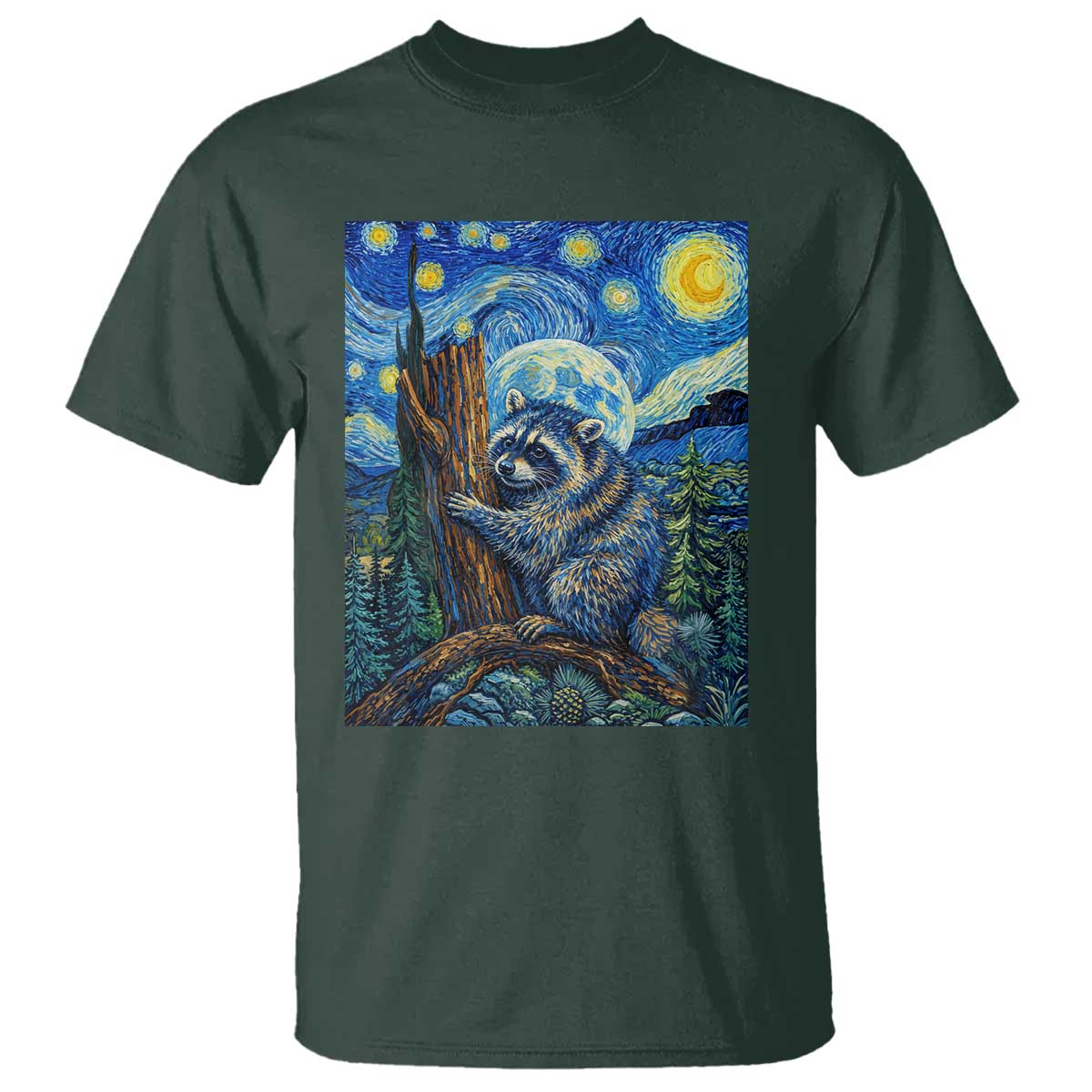 Seattle Trash Panda Starry Night Graphic T Shirt Funny Short King Raccoon TS12 Dark Forest Green Print Your Wear