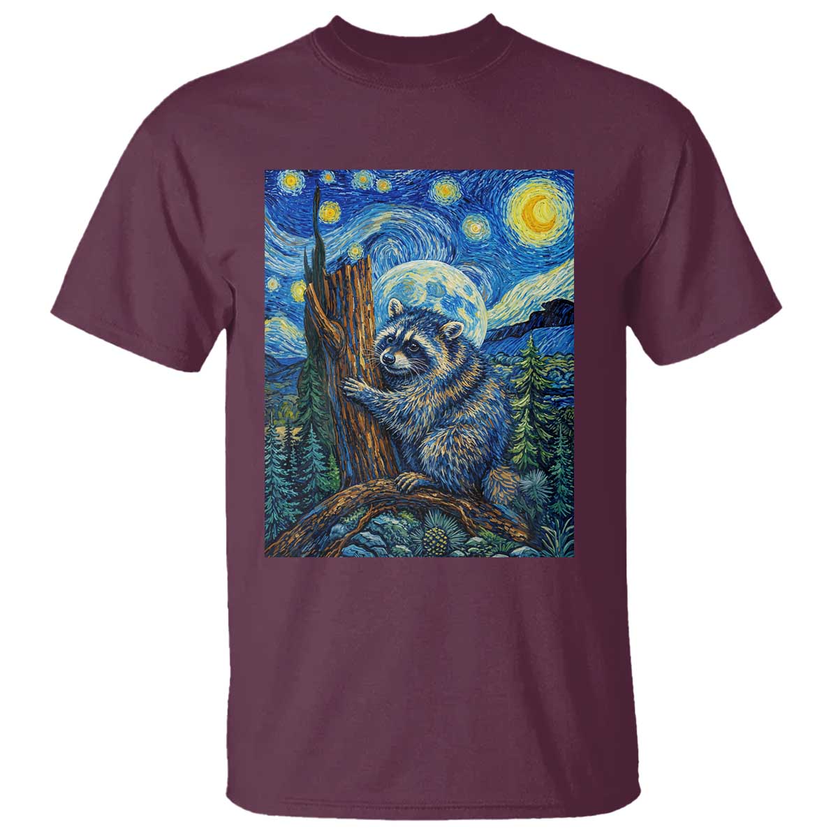 Seattle Trash Panda Starry Night Graphic T Shirt Funny Short King Raccoon TS12 Maroon Print Your Wear